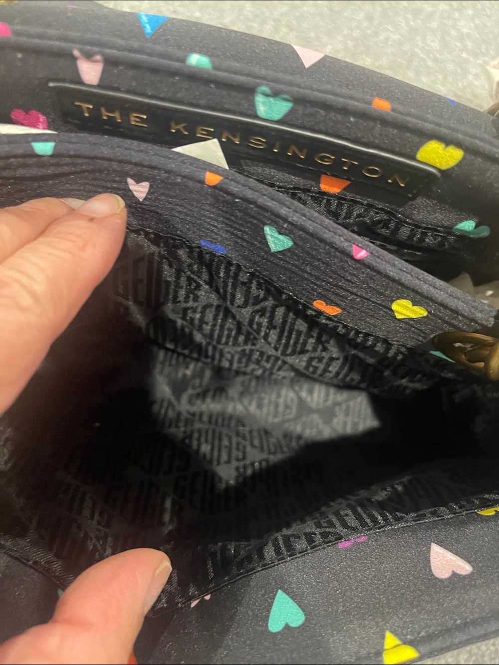 Kurt Geiger Black Multicolor Crystal Heart Crossbody Bag - Picture 15 of 17
